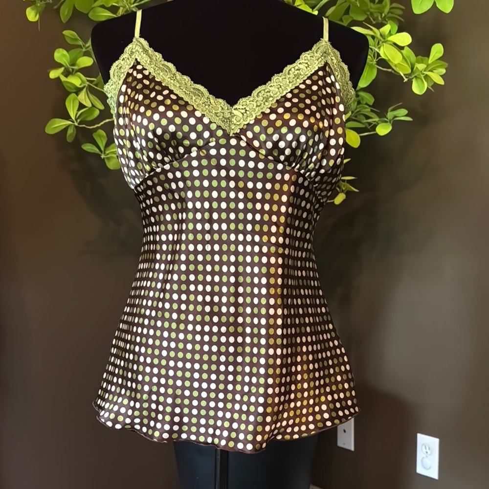 One ❤️ Vintage Polka Dot Camisole with Lace Trim